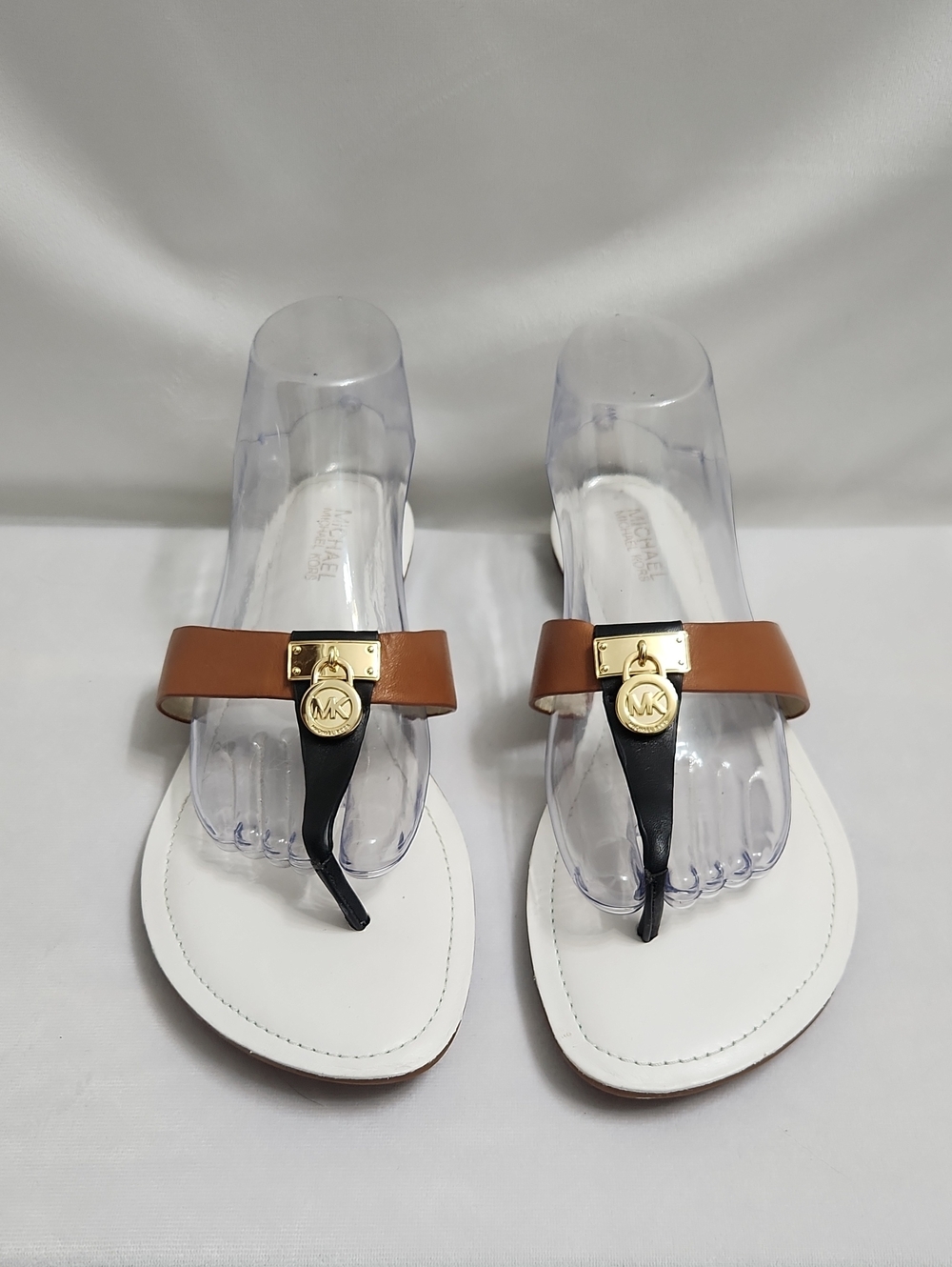 Michael Kors Brown and Black Leather Thong Sandals (Size 11)